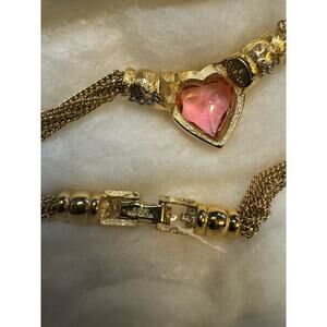 Y2K vintage givenchy pink heart necklace